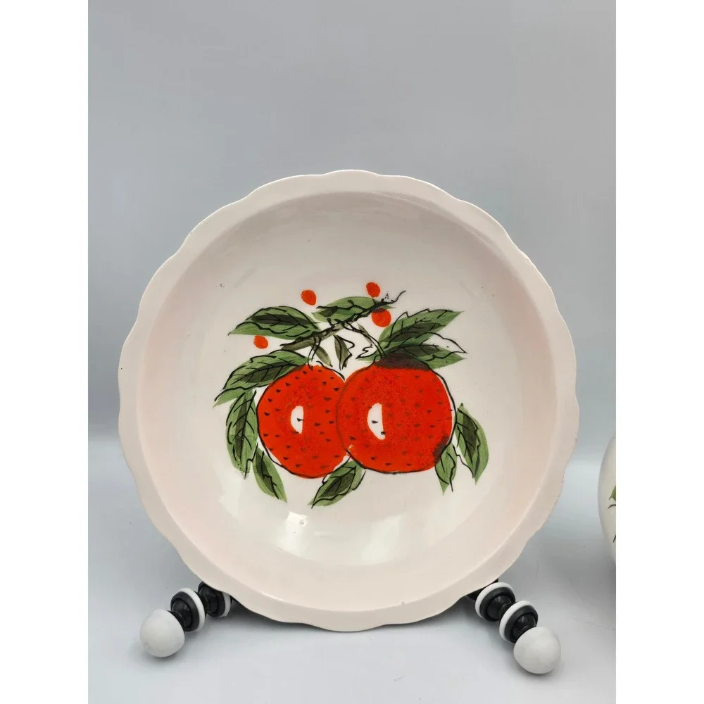 Counterpoint‎ syrup Pitcher drip Bowl Set japan Excellent Hand Painted Oranges,